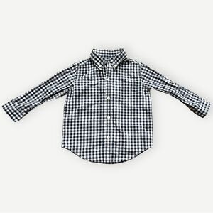 Janie and Jack Boys Blue Gingham Long Sleeve Button Down Shirt. 18-24 Months.